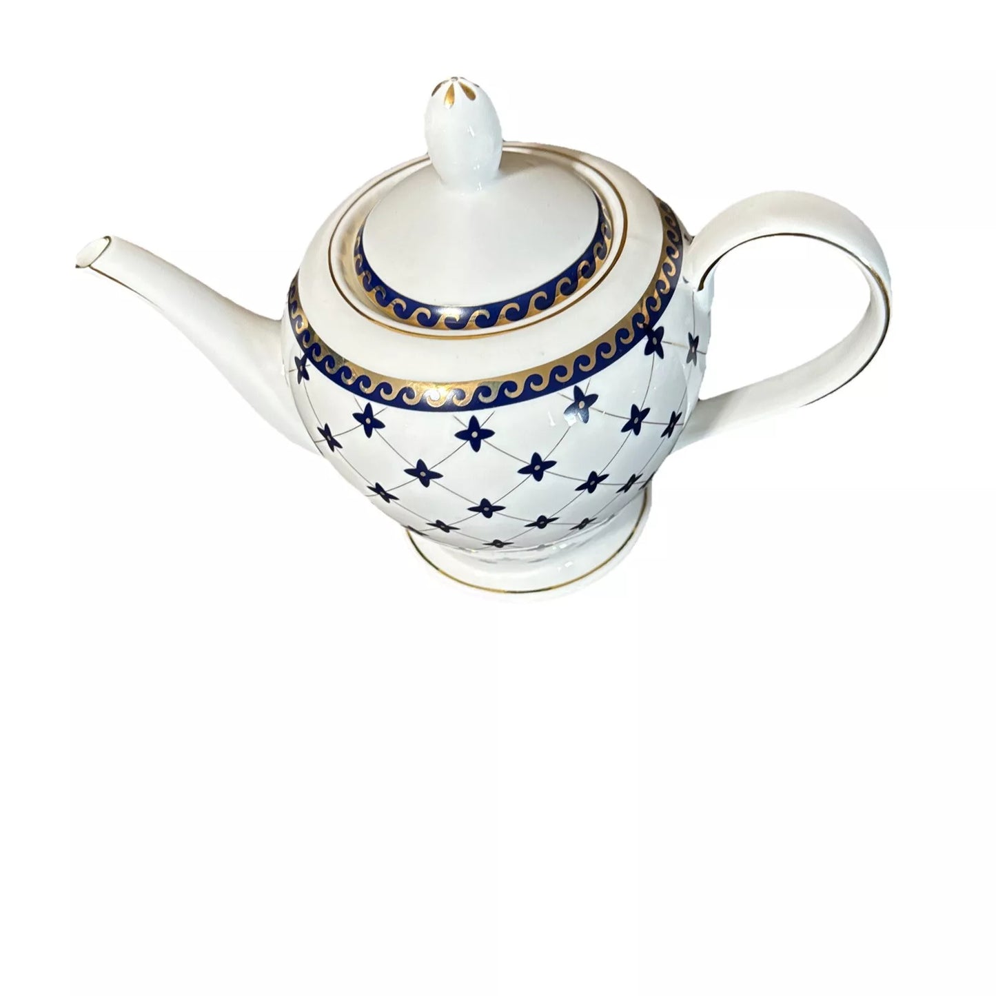 Vintage Porlein Steven & Won Royal Blue and White with Gold Trim Tea Set Service of 4