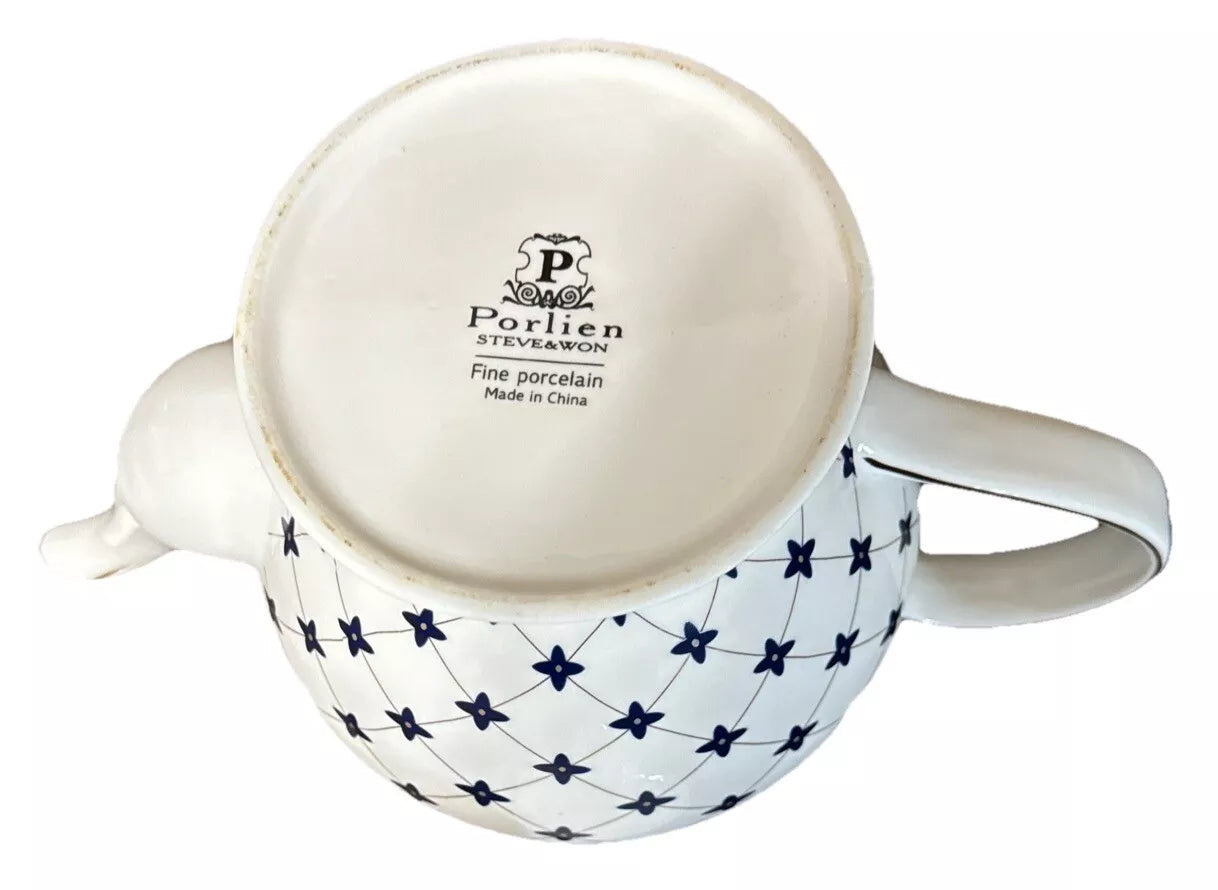 Vintage Porlein Steven & Won Royal Blue and White with Gold Trim Tea Set Service of 4