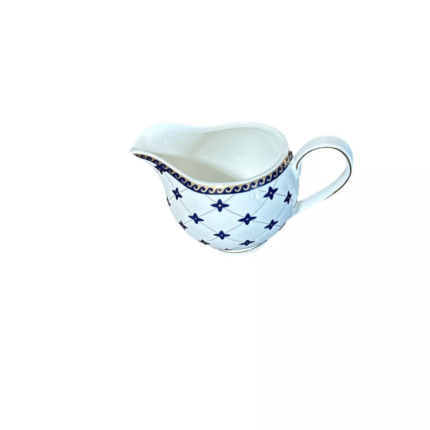 Vintage Porlein Steven & Won Royal Blue and White with Gold Trim Tea Set Service of 4
