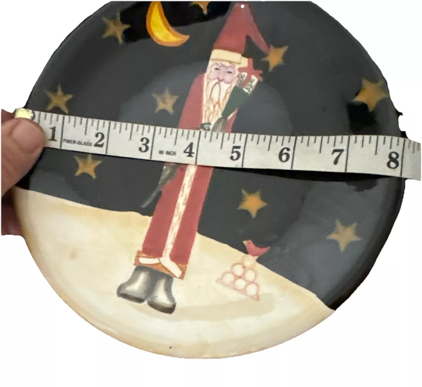 CERTIFIED INTERNATIONAL MIDNIGHT SANTA Moon and Stars Dessert Plate Set of 5