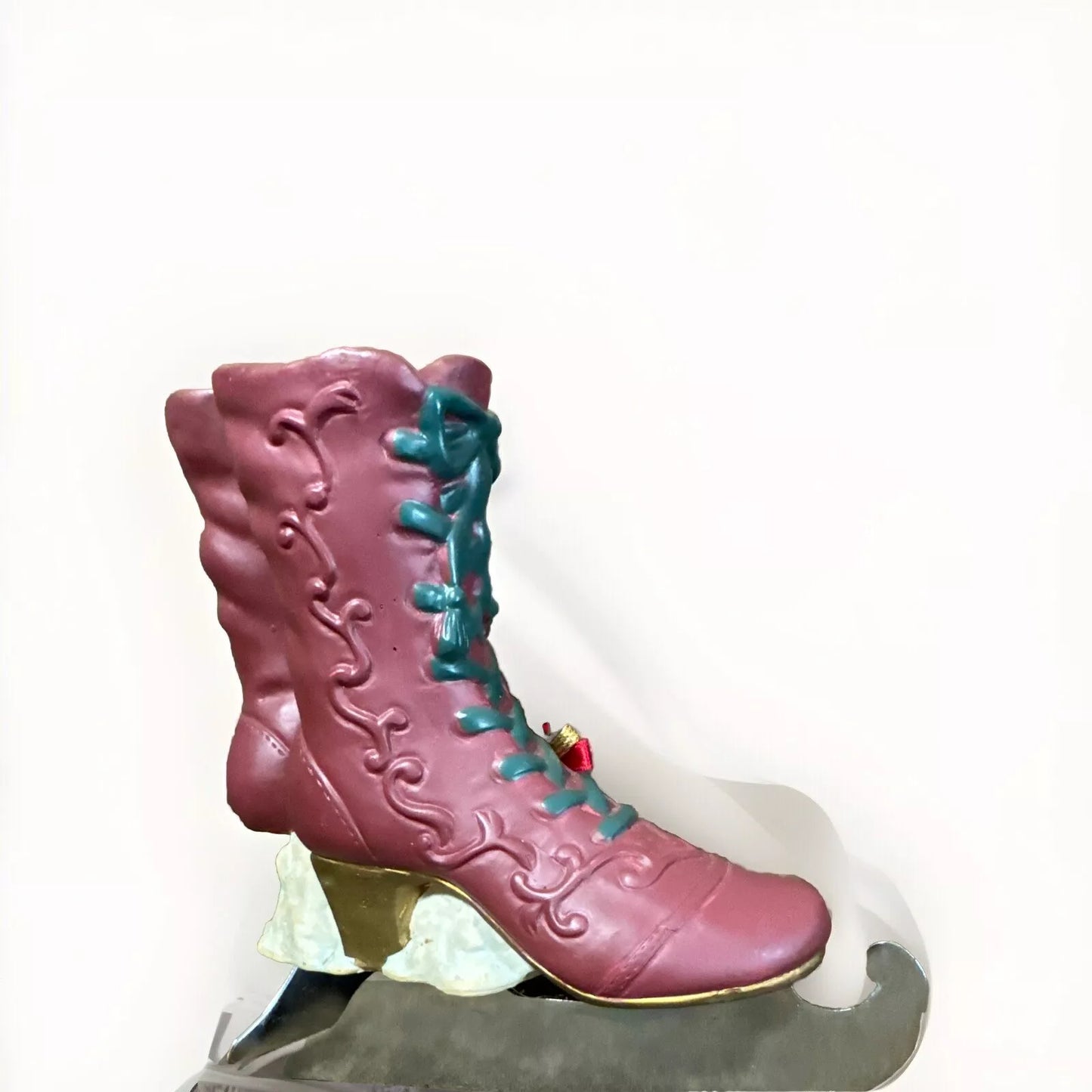 Vintage Victorian Era Christmas Ice Skates "Winter Wonderland" Music Box