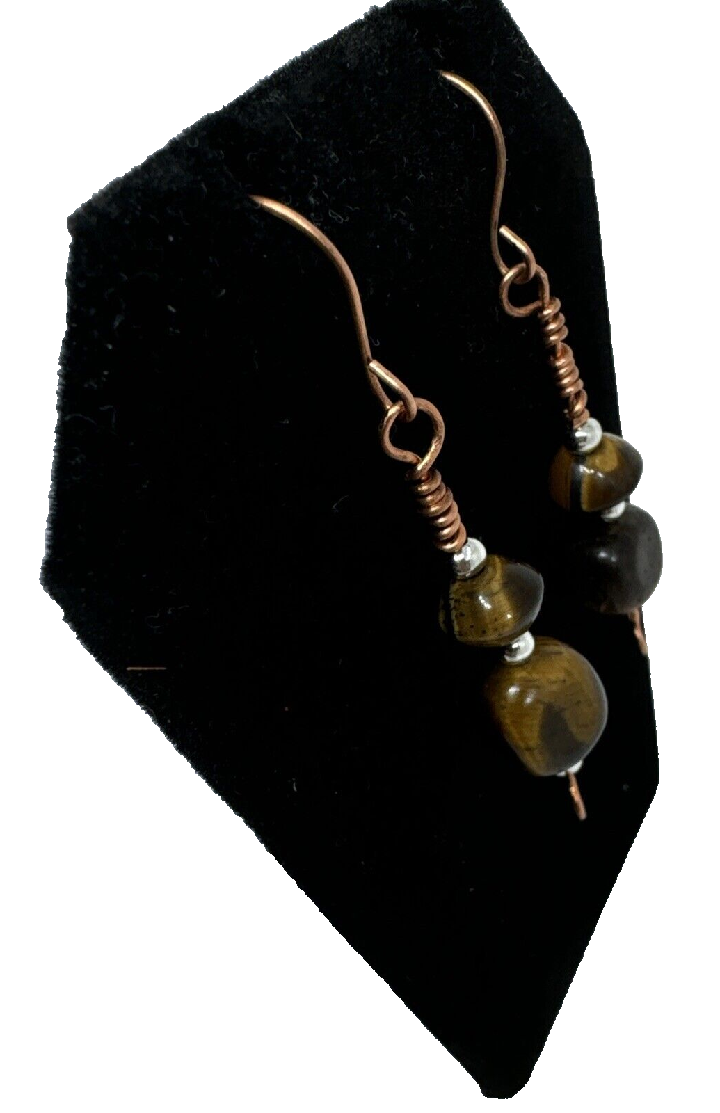 Tiger's Eye Bare Copper Dangle Earrings