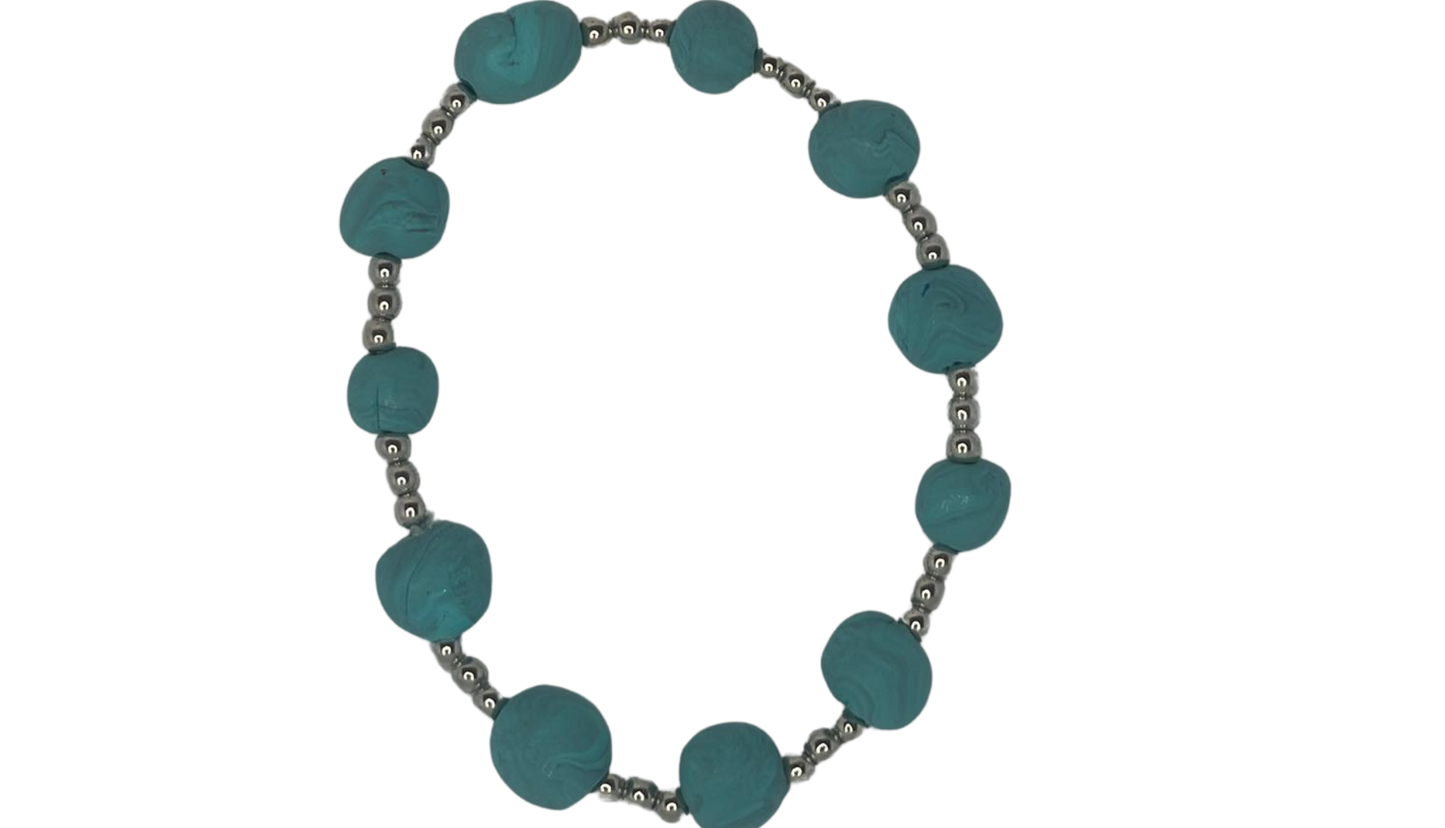 Turquiose Inspired Necklace-Earrings-Bracelet Polymer Clay