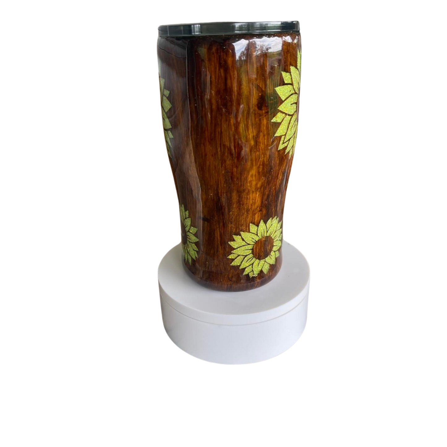 Woodgrain and Sunflower Tumbler