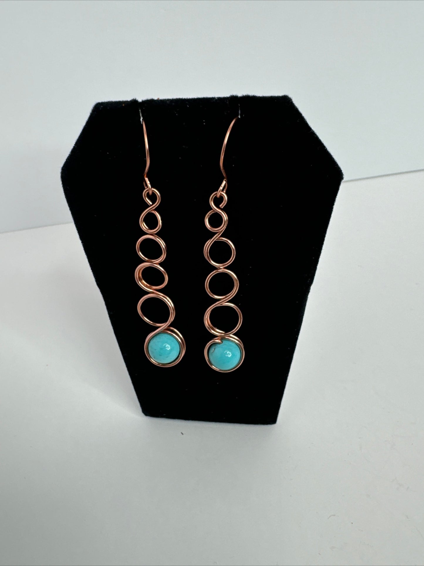Copper Celtic Link Earrings With Turquoise Beads