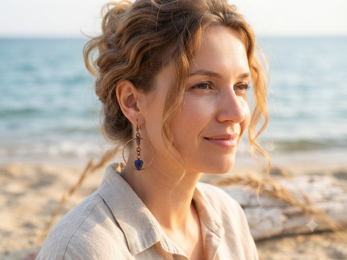 Handcrafted Copper Hoop and Dangle Hoop Earrings