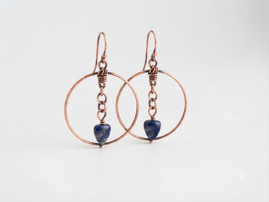 Handcrafted Copper Hoop and Dangle Hoop Earrings