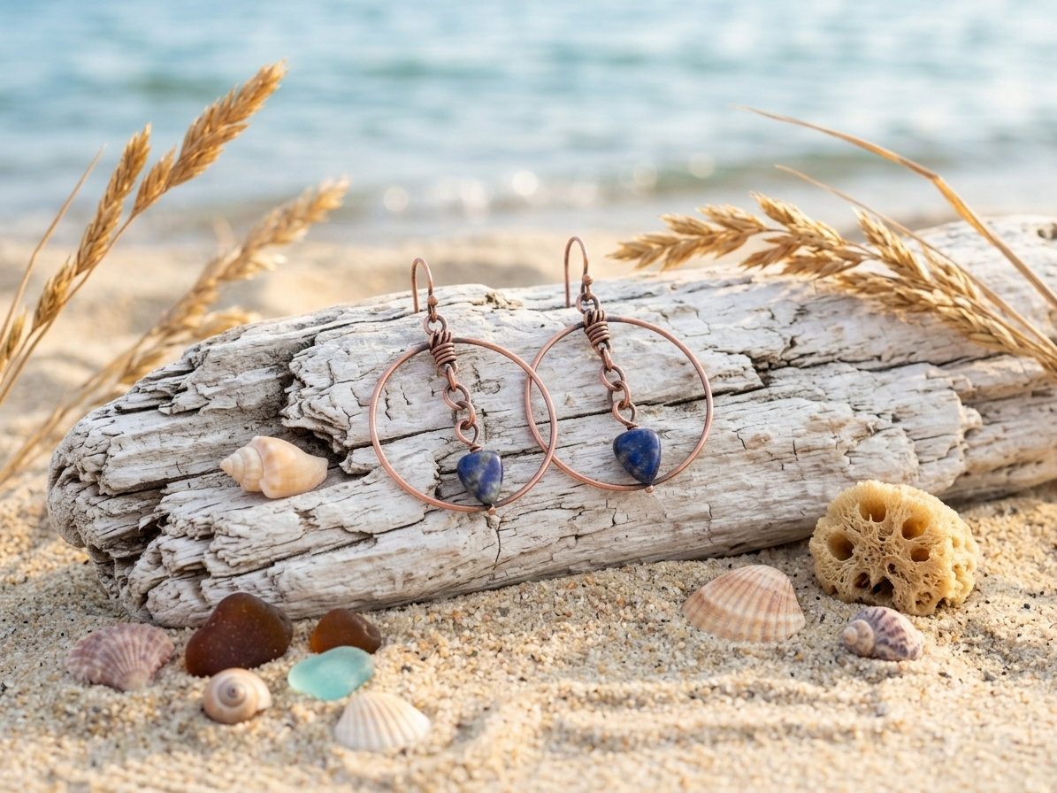 Handcrafted Copper Hoop and Dangle Hoop Earrings