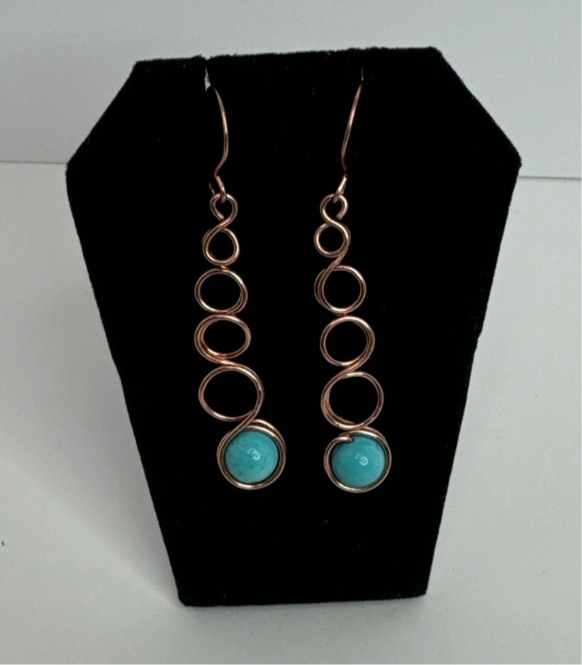 Copper Celtic Link Earrings With Turquoise Beads