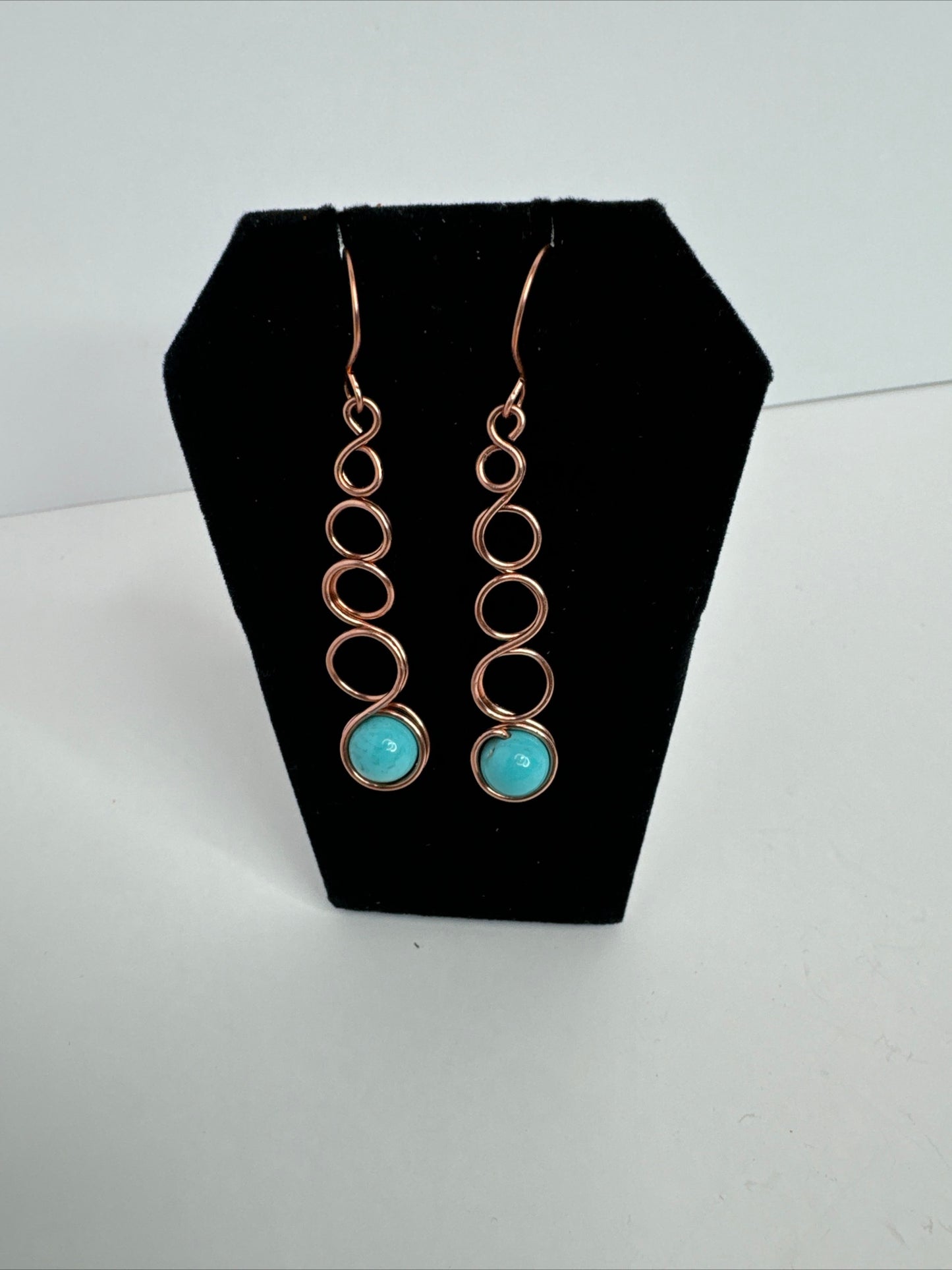 Copper Celtic Link Earrings With Turquoise Beads
