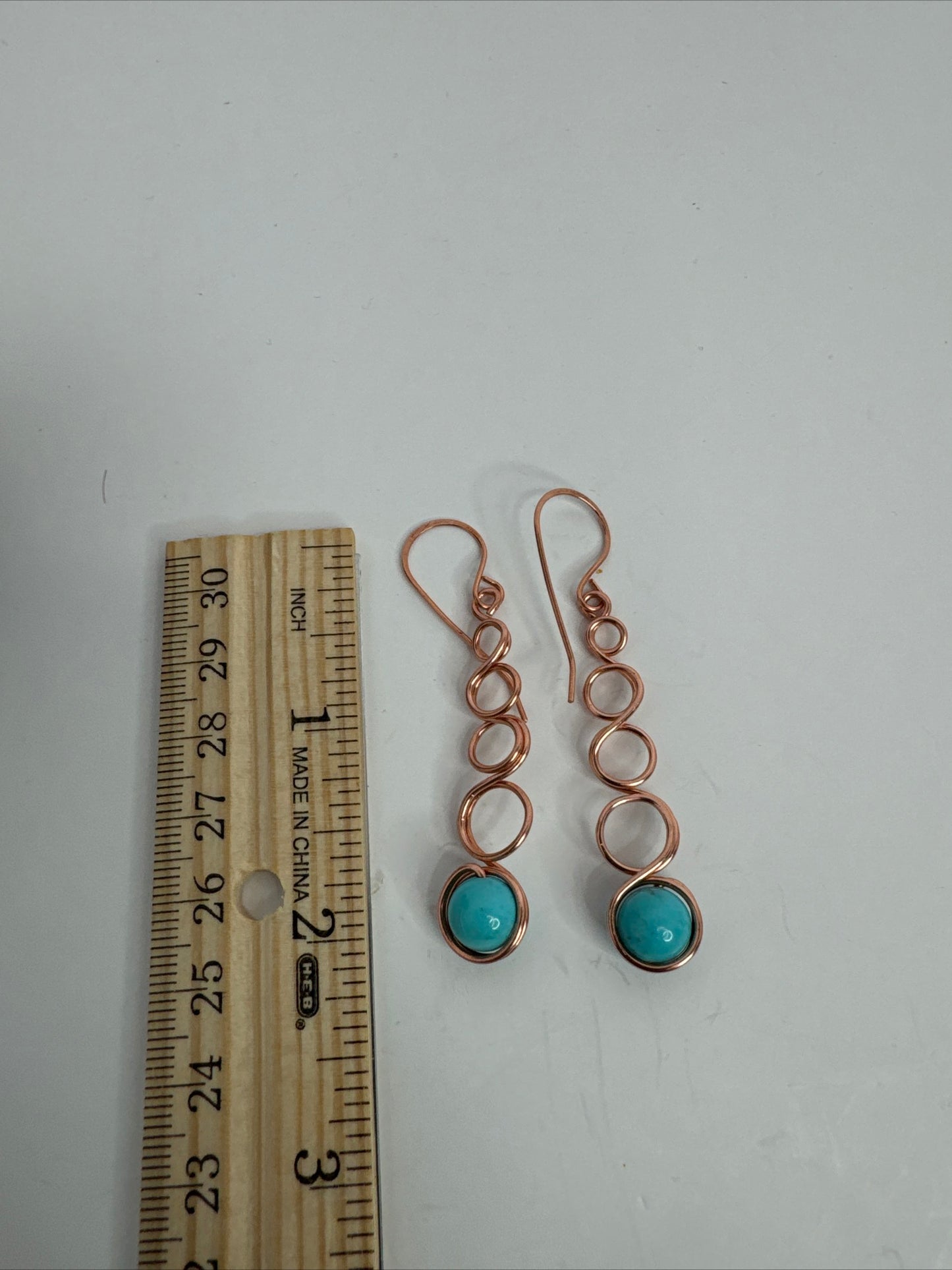 Copper Celtic Link Earrings With Turquoise Beads