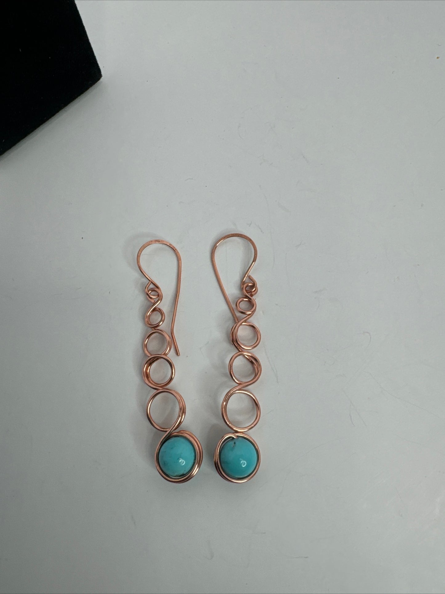 Copper Celtic Link Earrings With Turquoise Beads
