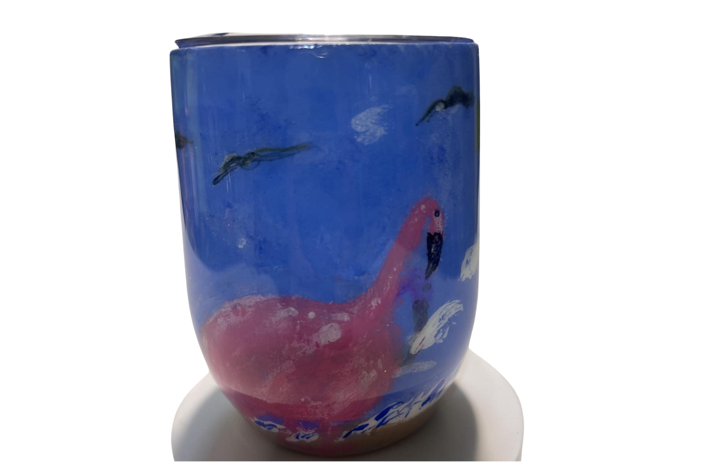 Pink Flamingo Wine Tumbler Hand-Painted