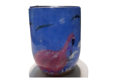 Pink Flamingo Wine Tumbler Hand-Painted