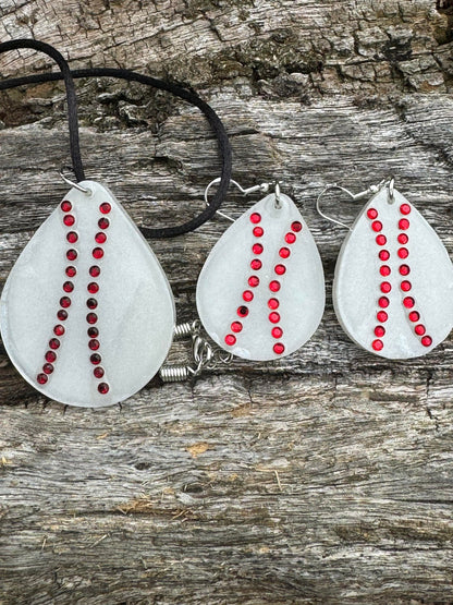 Teardrop Baseball Earrings and Necklace set