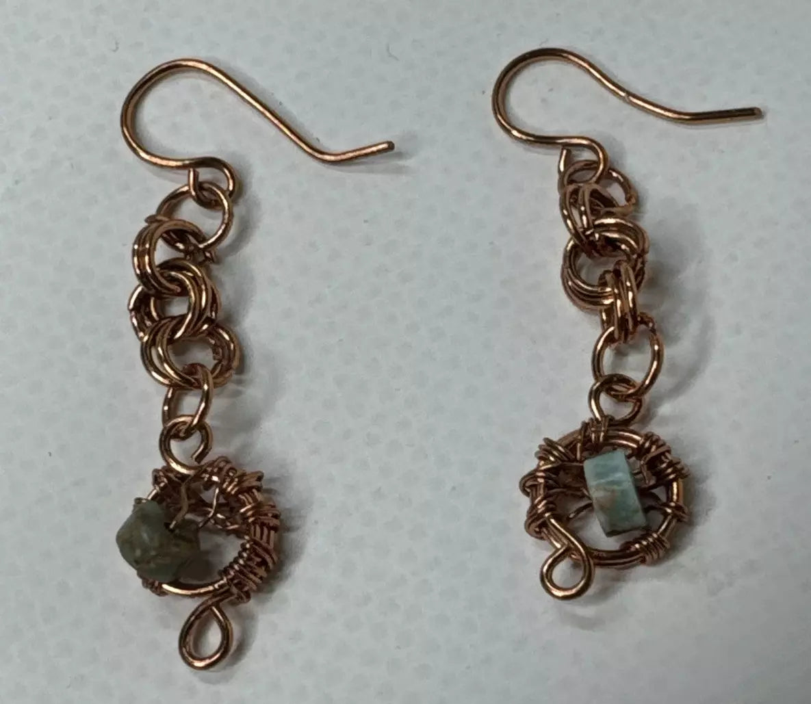Copper Wire Necklace Earrings And Bracelet Set With Dyed Jasper HandMade
