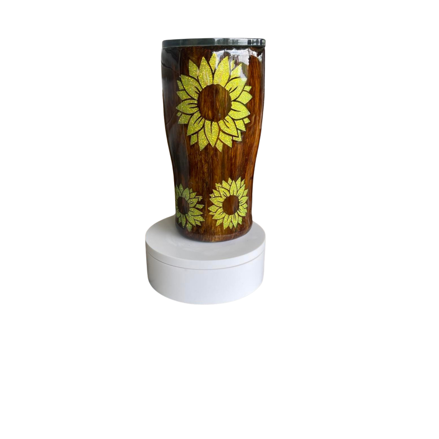 Woodgrain and Sunflower Tumbler