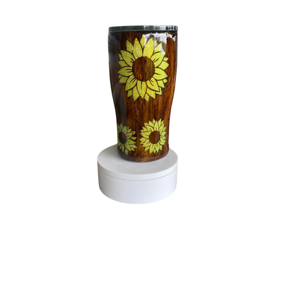 Woodgrain and Sunflower Tumbler